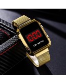  LED Women Watch Sports Magnetic Watches For Women Ladies Wristwatch Gold Mesh Dress Female Clock Gifts zegarek damski