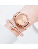   Bracelet Watches Set For Women  Rose Gold Quartz Clock Dress Ladies Diamond Wrist Watch Clock Zegarek Damski