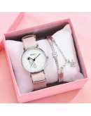 Gaiety  2pcs Set Astronaut Designer Women Wrist Watch Bracelet Canvas Casual Ladies Watch Clock Simple Gfit Reloj Mujer 