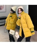 Womens Winter Coats  Corduroy Jacket Thick Warm Yellow Puffer Jackets Chaketas De Mujer Harajuku Oversize Parka Bubble Coat