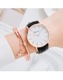 Simple  Watch Women Leather Watch Bracelet Set Ladies Dress Quartz Bracelet Wrist Watch Women's Clock Relogio Feminino