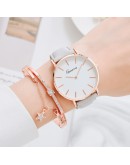 Simple  Watch Women Leather Watch Bracelet Set Ladies Dress Quartz Bracelet Wrist Watch Women's Clock Relogio Feminino