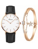 Simple  Watch Women Leather Watch Bracelet Set Ladies Dress Quartz Bracelet Wrist Watch Women's Clock Relogio Feminino