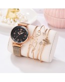 5pc/set   Women Watches Starry Sky Magnet Watch Buckle  Casual Female Wristwatch Roman Numeral Simple Bracelet