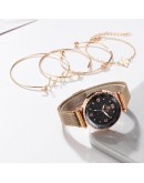 5pc/set   Women Watches Starry Sky Magnet Watch Buckle  Casual Female Wristwatch Roman Numeral Simple Bracelet