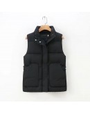 winter coat women puff waistcoat vest women sleeveless jacket fall  women clothing chaleco de mezclilla mujer stand collar