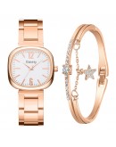 Gaiety  Ladies Wrist Watches Dress Rose Gold Square Watch Women Crystal Bracelet Watches Set Female Clock Women Reloj Mujer