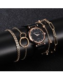  5pcs Set Watches For Women Bracelet Rose Gold Magnet Buckle Flower Watch Women Ladies Clock Bracelet Set relogio feminino