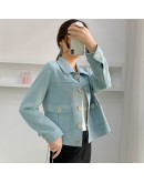 Autumn Suede Notched Women's Jackets Long Sleeve Single Breasted Female Coats  Trend Streetwear Ladies Outwear Clothes