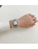 Ladies Wrist Watches Bracelet Set Dress Silver Watch Women Crystal Diamond Watches Elegant Female Clock Gifts Women Montre Femme