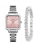 Ladies Wrist Watches Bracelet Set Dress Silver Watch Women Crystal Diamond Watches Elegant Female Clock Gifts Women Montre Femme