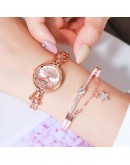 2PCS Set Lvpai   Bracelet Watches Set For Women Rhinestone Bracelet Watch Ladies Dress Watches montre femme reloj