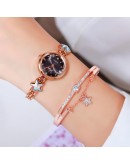 2PCS Set Lvpai   Bracelet Watches Set For Women Rhinestone Bracelet Watch Ladies Dress Watches montre femme reloj