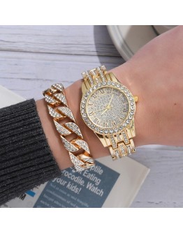 Diamond Men Women Watches Gold Watch Ladies Wrist Watch  Rhinestone Unisex Bracelet Watches Female Clock Relogio Feminino