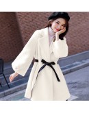  Fall Mink fleece Wool Jacket Coat Women   Clothing Mid Length Cute Blue Pink Winter Woolen Blend Coats