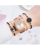 Gaiety   Women Watches  Diamond Magnetic Square Watch Ladies Quartz Wrist Watch Bracelet Set Gifts Reloj Mujer