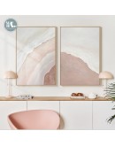 Nordic Abstract pink Sea river beach Wall Art Canvas Painting Retro Poster Print Wall Picture for Living Room dinner room Decor