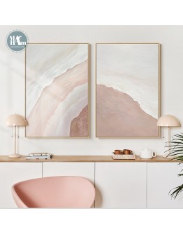 Nordic Abstract pink Sea river beach Wall Art Canvas Painting Retro Poster Print Wall Picture for Living Room dinner room Decor