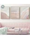 Nordic Abstract pink Sea river beach Wall Art Canvas Painting Retro Poster Print Wall Picture for Living Room dinner room Decor