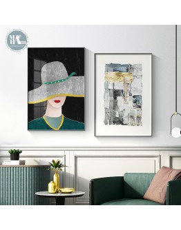 Nordic Abstract figures Canvas Print Painting Golden leaf Poster Wall Art Pictures on Canvas Living Room bedroom office Decor