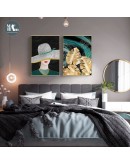 Nordic Abstract figures Canvas Print Painting Golden leaf Poster Wall Art Pictures on Canvas Living Room bedroom office Decor