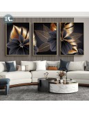 Nordic Black Golden Plant Leaf Canvas Posters Print Modern Abstract Wall Art Painting Decoration Picture Living Room Home Decor