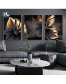 Nordic Black Golden Plant Leaf Canvas Posters Print Modern Abstract Wall Art Painting Decoration Picture Living Room Home Decor