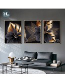 Nordic Black Golden Plant Leaf Canvas Posters Print Modern Abstract Wall Art Painting Decoration Picture Living Room Home Decor