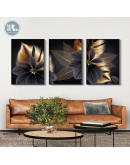 Nordic Black Golden Plant Leaf Canvas Posters Print Modern Abstract Wall Art Painting Decoration Picture Living Room Home Decor