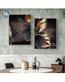 Nordic Black Golden Plant Leaf Canvas Posters Print Modern Abstract Wall Art Painting Decoration Picture Living Room Home Decor