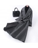   Autumn Winter Plaid Woolen Coat Women Sashes Long  Jacket Wool Coat Ladies Casaco Feminino Plus Size Parka 4XL