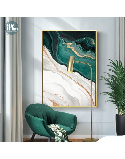 Modern Abstract Gold foil lines Green Canvas Art Paintings For Living Room Bedroom Posters And Prints Wall Poster Home Decor