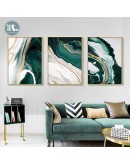 Modern Abstract Gold foil lines Green Canvas Art Paintings For Living Room Bedroom Posters And Prints Wall Poster Home Decor