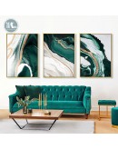 Modern Abstract Gold foil lines Green Canvas Art Paintings For Living Room Bedroom Posters And Prints Wall Poster Home Decor