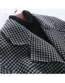   Autumn Winter Plaid Woolen Coat Women Sashes Long  Jacket Wool Coat Ladies Casaco Feminino Plus Size Parka 4XL