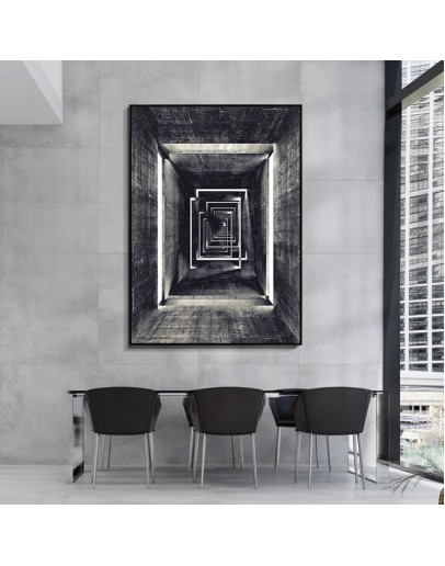 Nordic Black White building geometry corridor wall art Canvas Painting posters Prints wall Pictures for Living Room Morden Decor