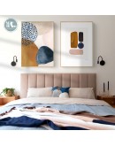 Abstract geometric line Morandi orange watercolor Wall Poster Print Nordic  Canvas Painting Art pictures Living Room Home Decor