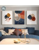 Abstract geometric line Morandi orange watercolor Wall Poster Print Nordic  Canvas Painting Art pictures Living Room Home Decor