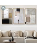 Modern Minimalist Wall Art Canvas Painting Abstract warm color block line Art Poster Print Wall Picture for Living Room Decor