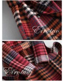  High  Autumn Winter Plaid Woolen Coat Women Elegant Vintage Sashes Long  Jacket Wool Coat Ladies Plus Size Parka