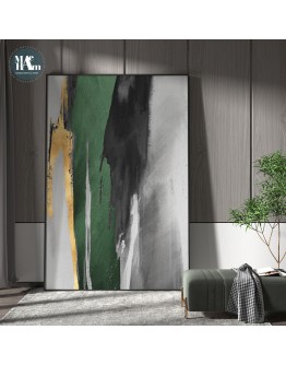 Abstract gold foil brush texture Wall Poster Print Modern green Canvas Painting Art Living Room Decoration Pictures Home Decor