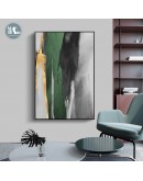 Abstract gold foil brush texture Wall Poster Print Modern green Canvas Painting Art Living Room Decoration Pictures Home Decor