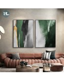 Abstract gold foil brush texture Wall Poster Print Modern green Canvas Painting Art Living Room Decoration Pictures Home Decor