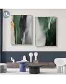 Abstract gold foil brush texture Wall Poster Print Modern green Canvas Painting Art Living Room Decoration Pictures Home Decor