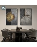 Modern Abstract Circle stripes moon black golden Canvas Art Paintings For Living Room Posters And Prints Wall Poster Home Decor