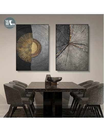 Modern Abstract Circle stripes moon black golden Canvas Art Paintings For Living Room Posters And Prints Wall Poster Home Decor