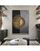 Modern Abstract Circle stripes moon black golden Canvas Art Paintings For Living Room Posters And Prints Wall Poster Home Decor