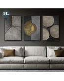 Modern Abstract Circle stripes moon black golden Canvas Art Paintings For Living Room Posters And Prints Wall Poster Home Decor