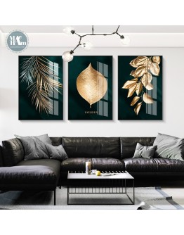 Nordic Abstract Gold leaves Canvas Art Paintings For Living Room Bedroom Porch Posters And Prints Wall Poster Home Decor