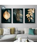 Nordic Abstract Gold leaves Canvas Art Paintings For Living Room Bedroom Porch Posters And Prints Wall Poster Home Decor